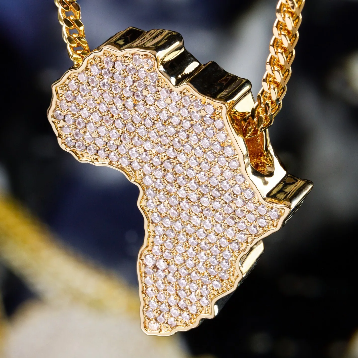 Mesmerizing Fully  Iced Out AFRICA Pendant Solid Metal Made 10KT and 14KT Purity Hip Hop Pendant