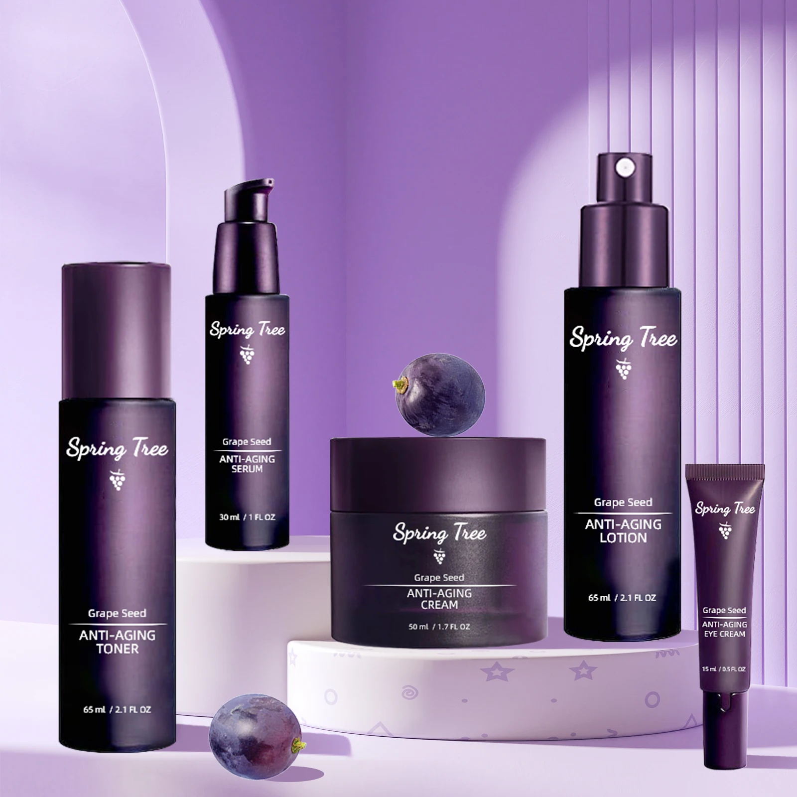 New  korean arrival grape seed repairing set private label vitamin c skin lightening skin care kit whitening skin care sets