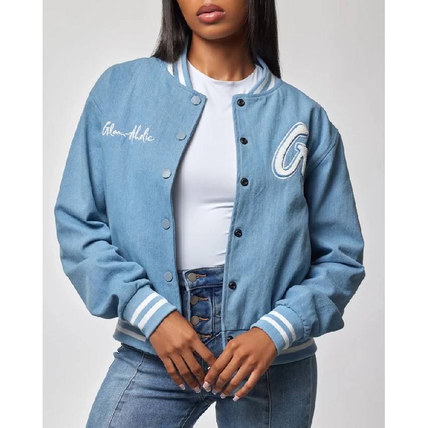 High Quality Custom Wool Breathable Material Varsity Jackets / Wholesale Women Custom Solid Color Slim Fit Varsity Jackets