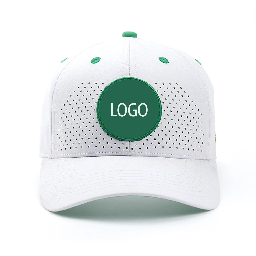 Laser Drilling Unisex Personalized Design Custom Pattern Breathable Baseball Running Sport Hat Laser Cutting Hole Drilled Cap