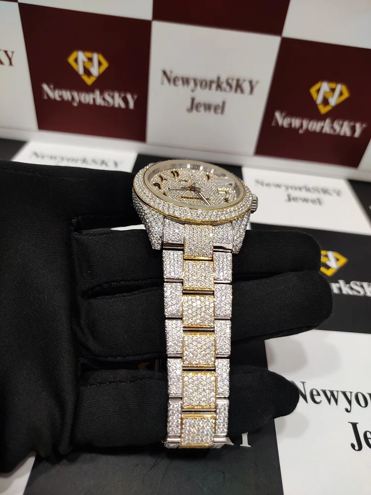 Cheap Price 41 MM Luxury Hip Hop Customized Moissanite Watch Pass Diamond Tester VVS Moissanite High Quality Iced Out Watch For