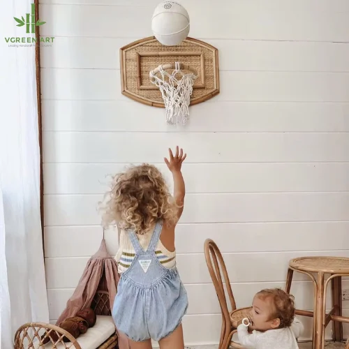 Handmade Small Rattan Basketball Hoop New Design Kids Room Toys for Children Made In Vietnam