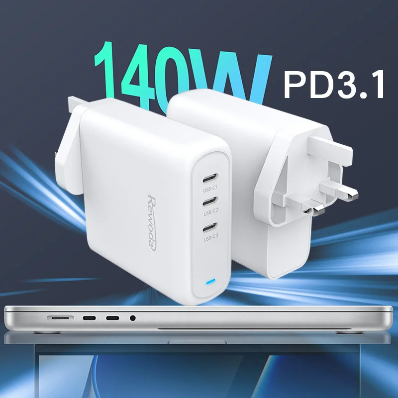 PD3.1 gan 140w charger uk plugs fast wall charger i phone QC BSCI SAA KC certificates mutli portable phone laptop charger usb c