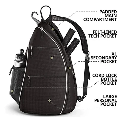 Best Selling Quilted Sports Pickle Ball Bag Racket Tennis Paddle Tote Carry Bag Pickleball Sling Bag