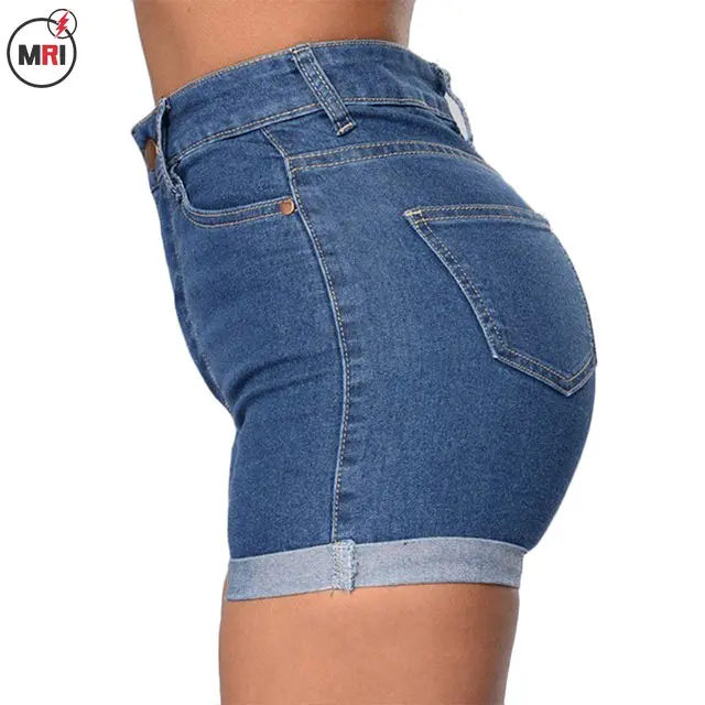 Fashion Comfortable Vintage Grey Denim Women High Waist Denim Shorts Jeans