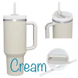 2023 custom vacuum insulated stainless steel 40 oz tumbler cup with handle and straw adventure quencher travel 40oz stanleys