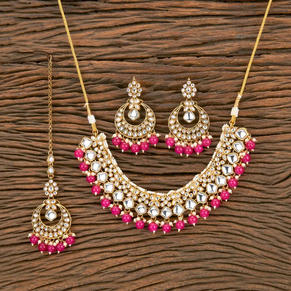 Wholesale High Quality Fashion Indo Western Classic Necklace Set With Gold Plating For Womens