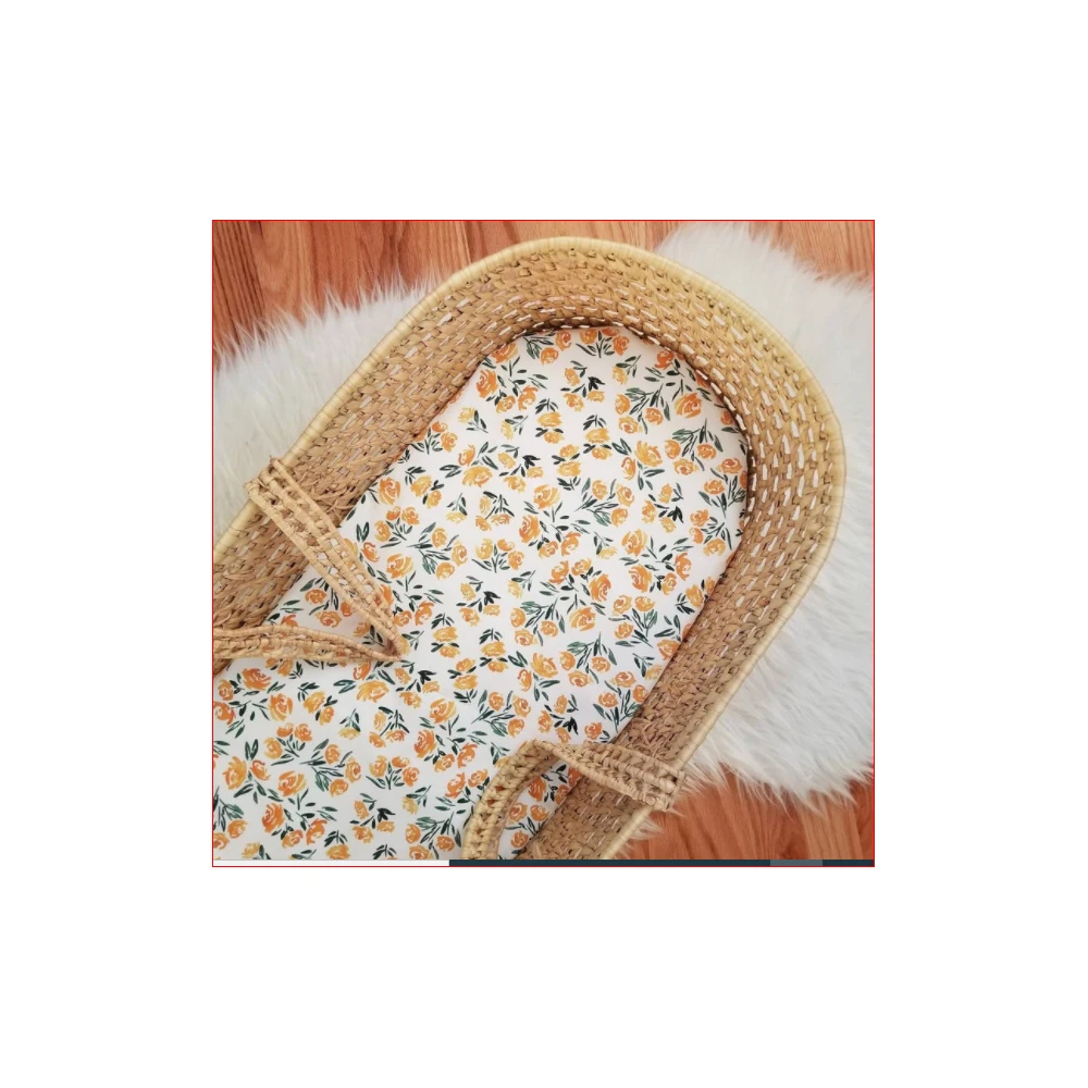 Baby Cotton Bamboo Jersey Stretch Fitted Bassinet Sheet Set Cradle Sheets For Bassinet Pad Crib