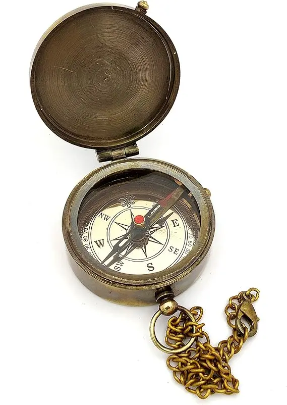 US Coast Guard Engraved Brass unique Compass Nautical Marine Gift Navigation Compass for Hiking Camping with Leather Case