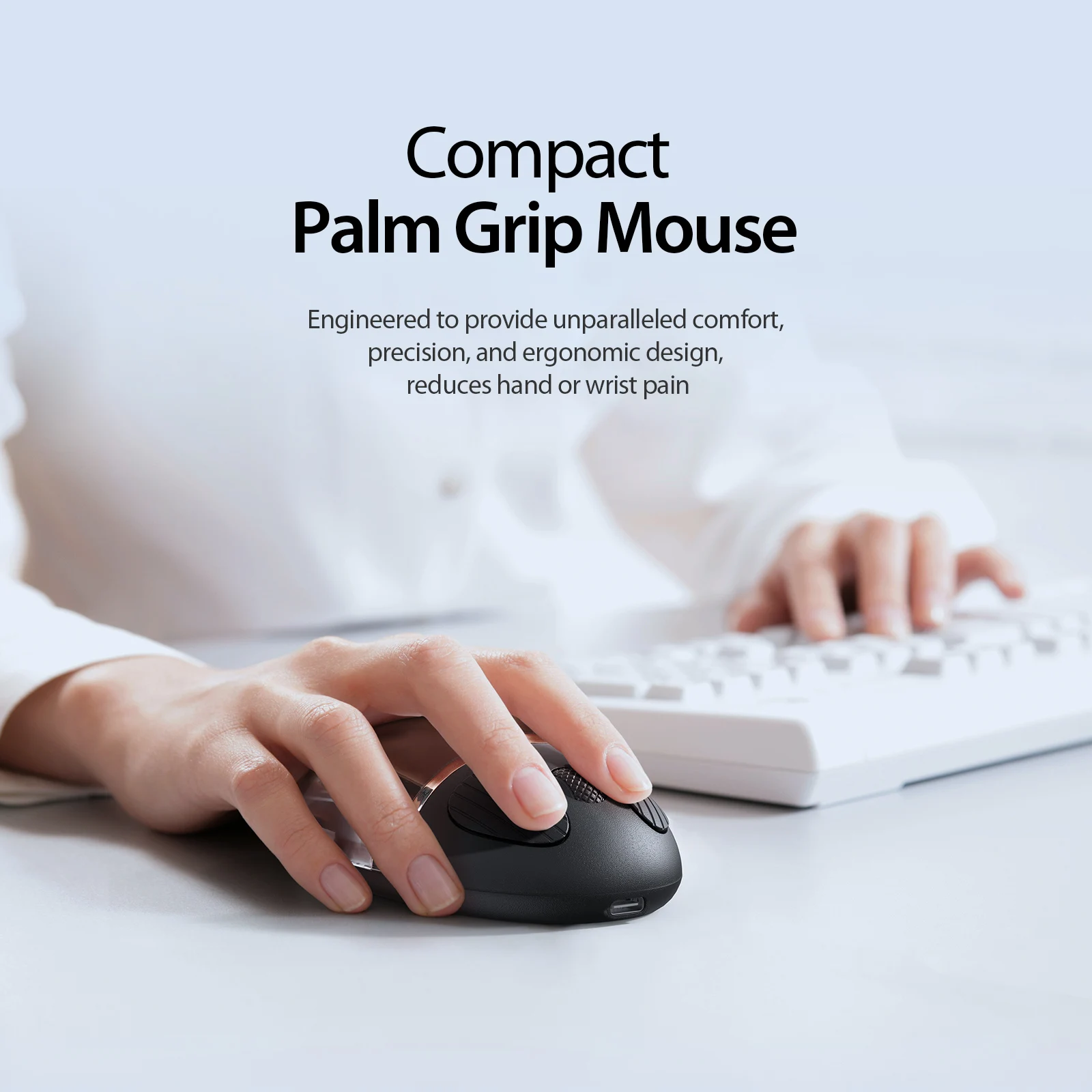 Bluetooth 2.4GHz Wireless Transparent Mouse with Colorful Backlight Silent Clicks Ergonomic Design Compact Palm Grip Mouse