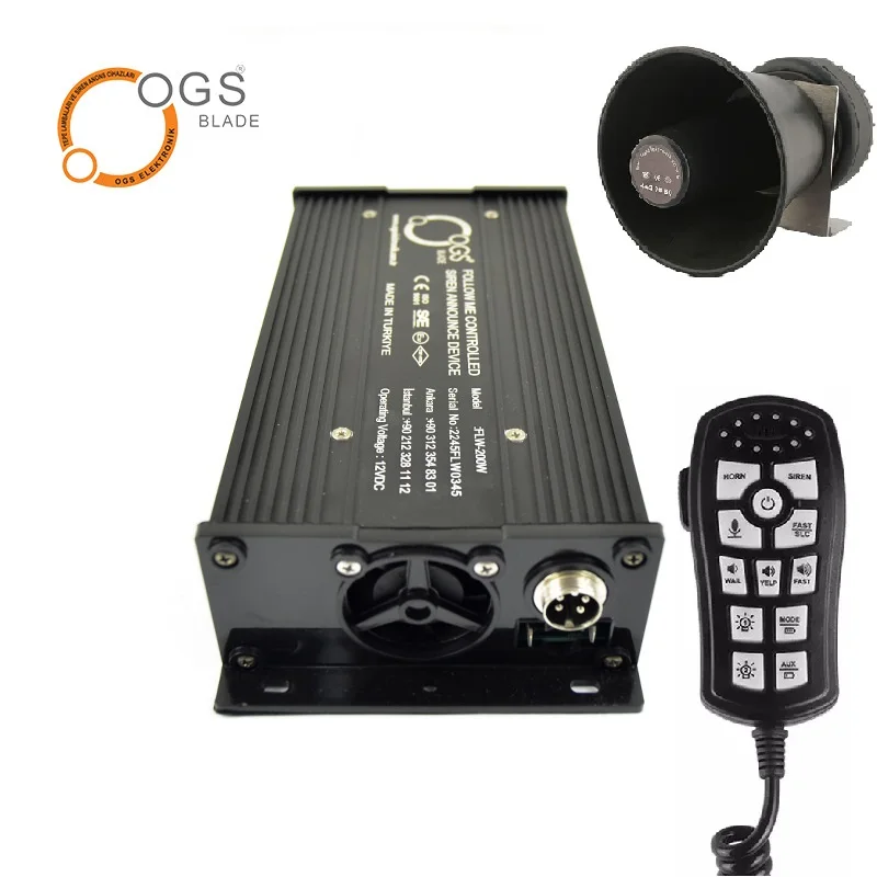 Wired Remote Controlled with LED Panel Siren 100W Car Airport Security Fire Truck Ambulance Announcement Systems with Speaker