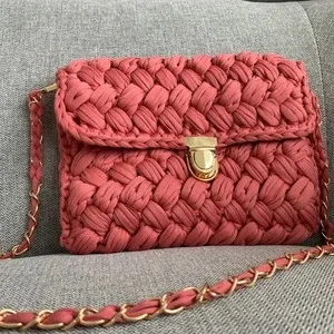 Handmade Bag Product With 100% Cotton Cord Handmade Crochet Clutch Handbag For Women Use with Premium Quality at Wholesale Price