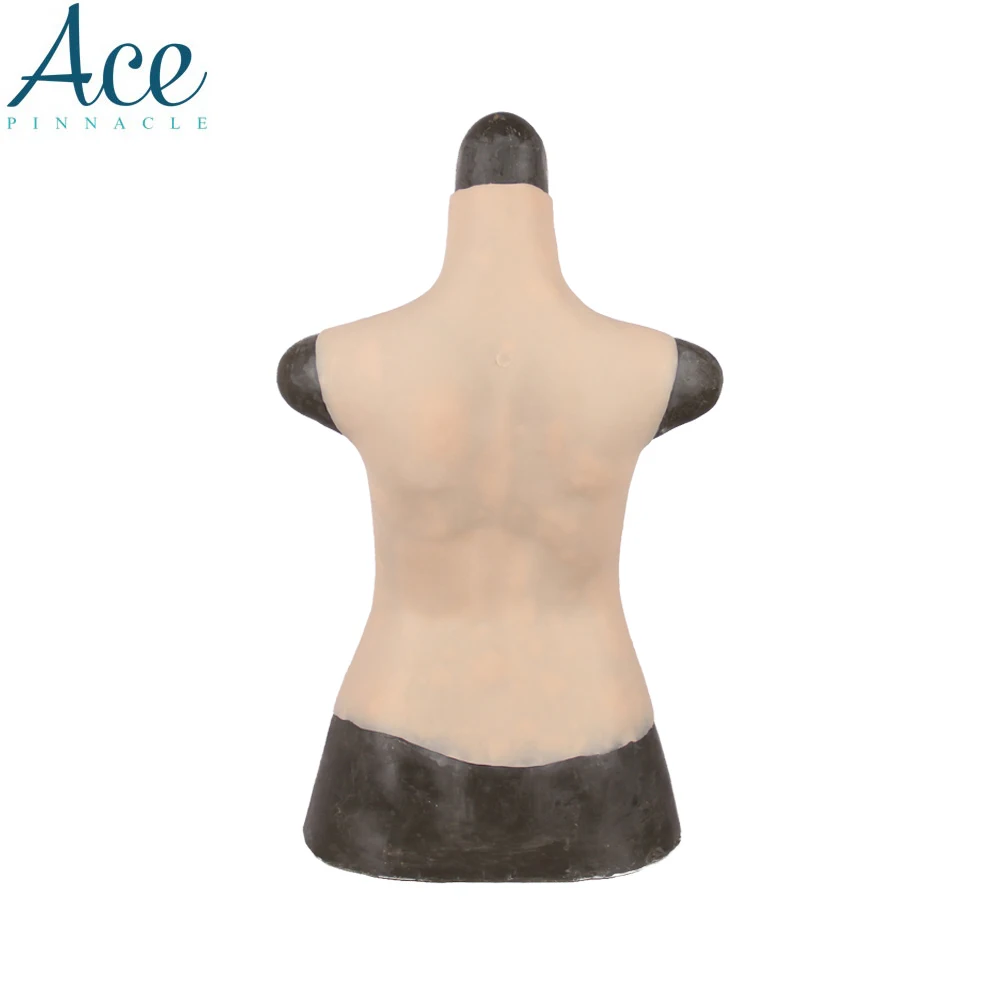 NEW Halloween costume B cup Half Body High Collar Realistic Artificial Solid men crossdresser Silicone Body suit