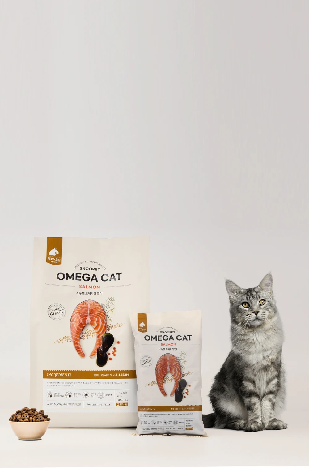 (TEXA BIO)-omegacat лосось 2 кг (человеческий сорт) гидролизованный здоровая кожа формула для кошки Размер 8 мм KOTRA