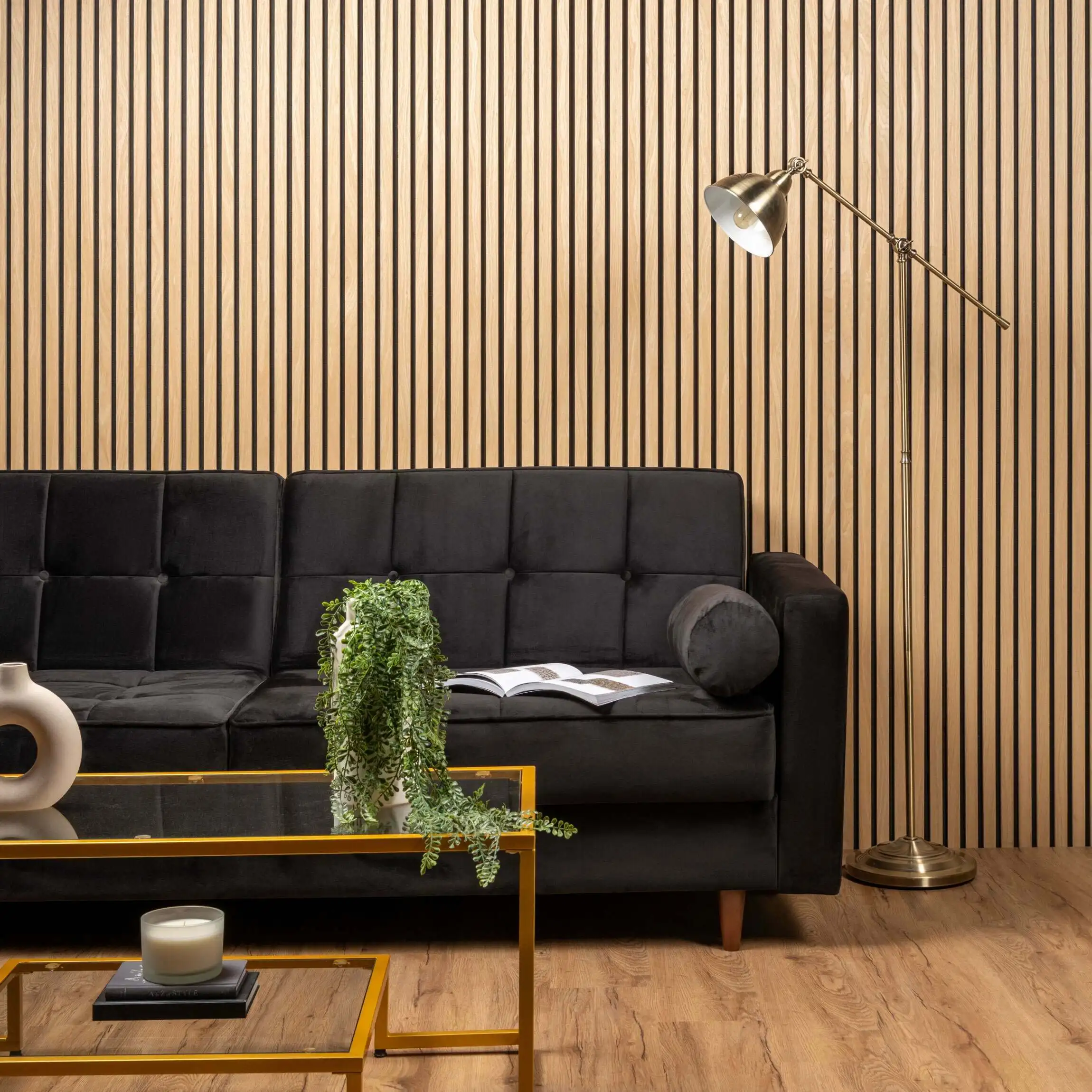 Wholesale New Design Board Slats Wood Wall Panelling Slatted Wood Nature Smoky Oak Acoustic Panels
