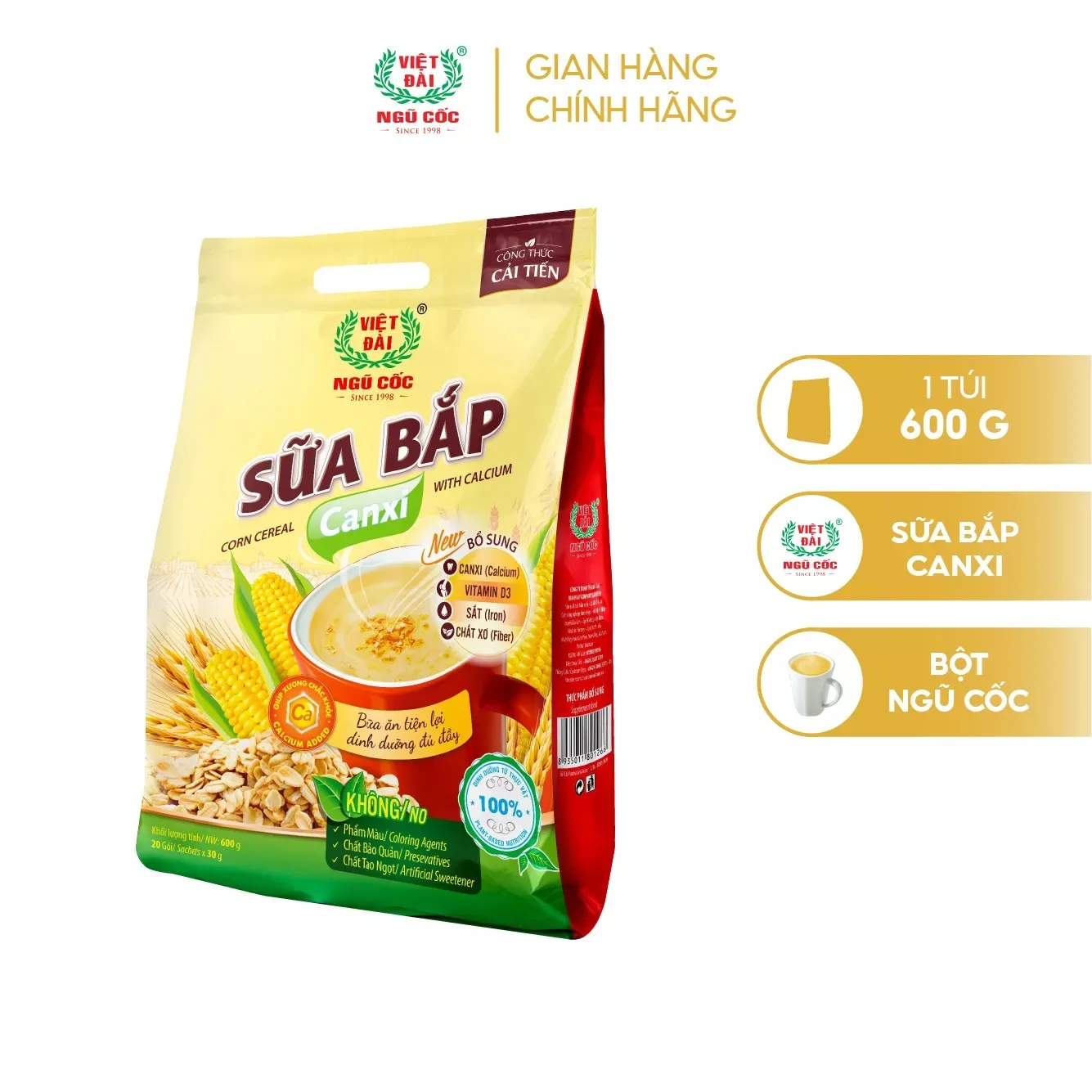 Vietnam Brand Vietdai Instant Corn Cereal Powder with Calcium Healthy Fresh Nutritious Style Wholesale