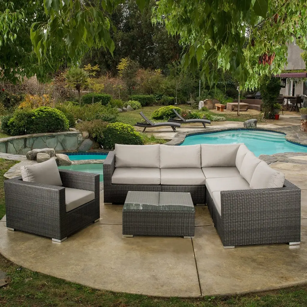 black rattan handicraft garden outdoor furniture patio dining set with cushion 10cm Vietnam outdoor furniture strong frame