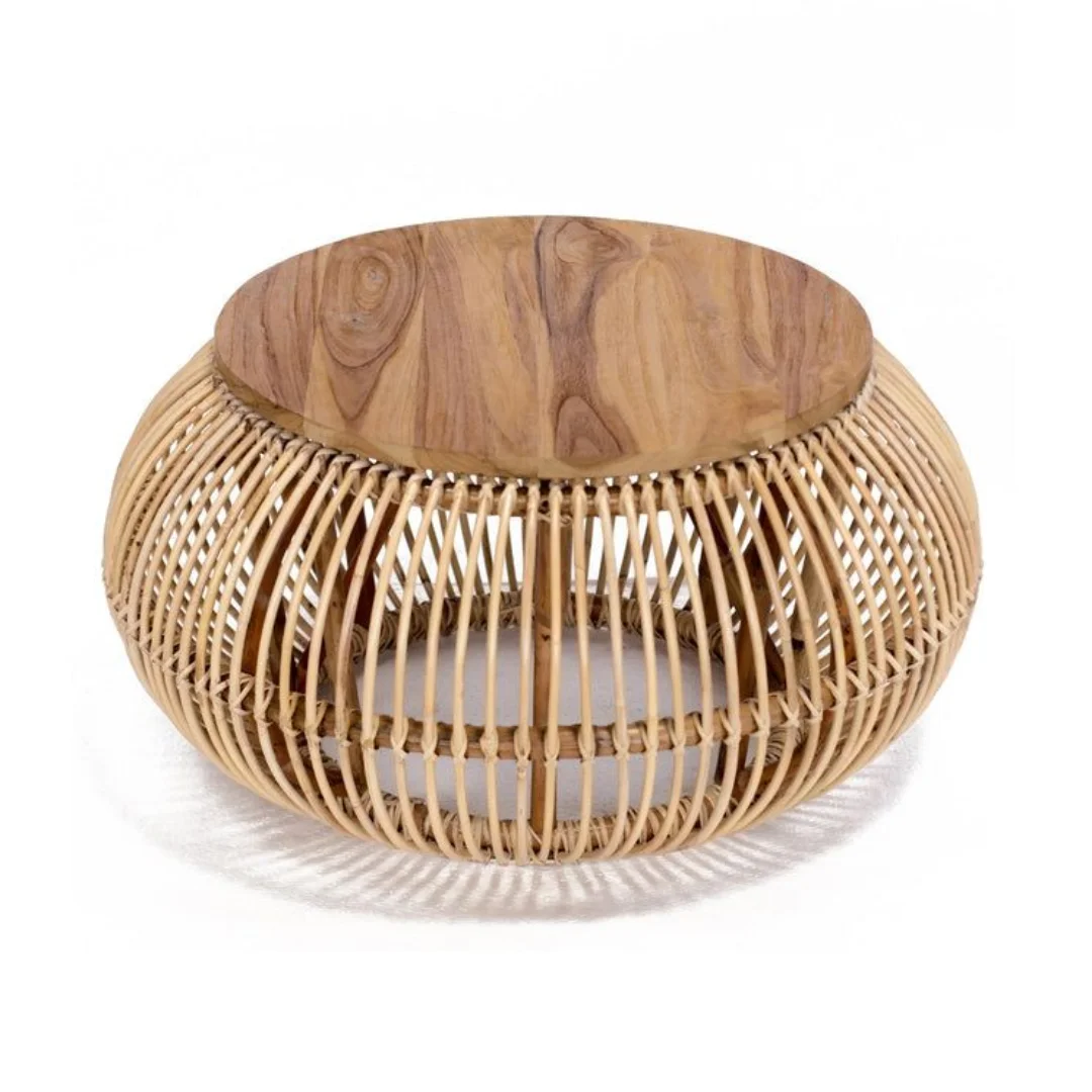 Rattan Wicker Coffee Tables Living Room Solid Wood Round Coffee Rattan / Wicker Coffee Tables Wood Furniture from Vietnam
