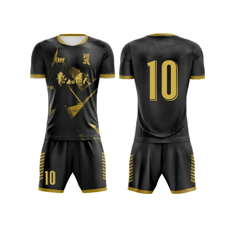 Black and Yellow Sublimated Custom Soccer Uniform High Quality Breathable football jersey Custom Design Logo and size