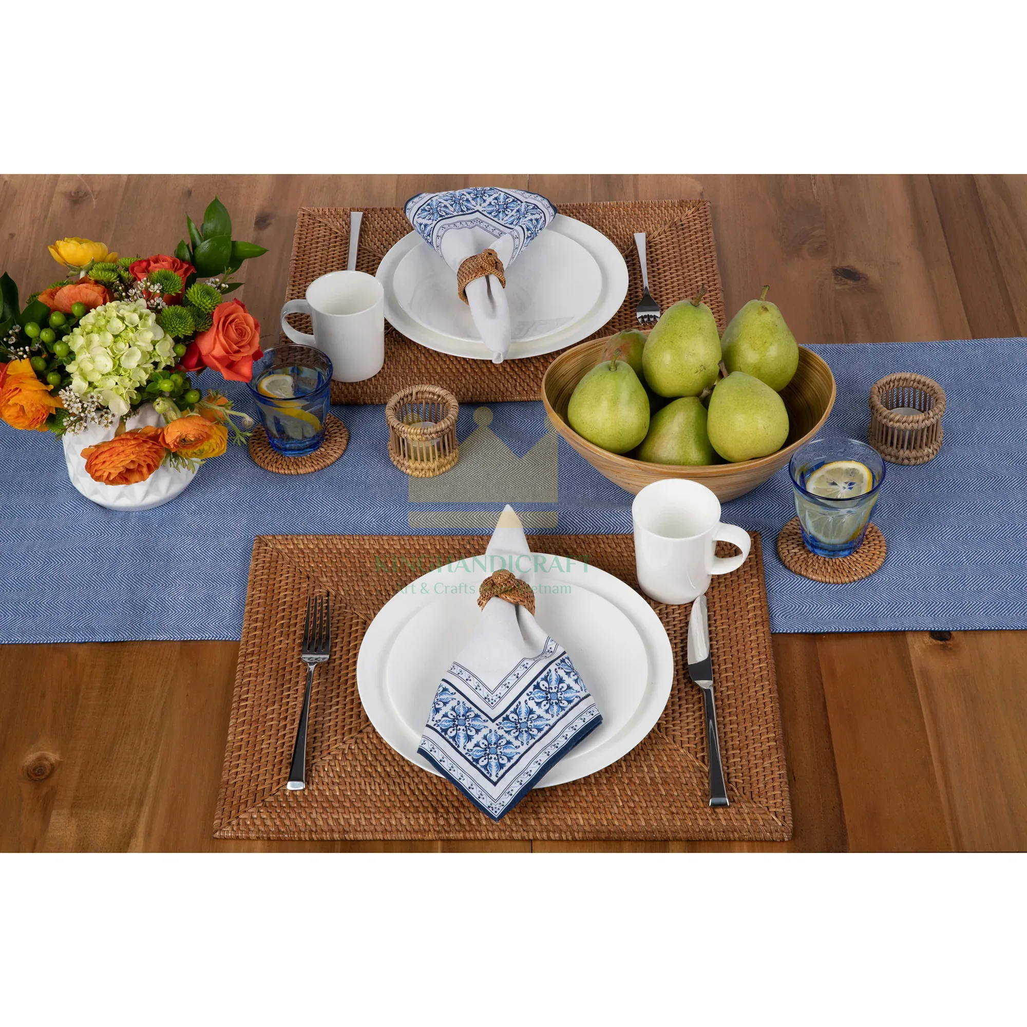 RECTANGULAR RATTAN PLACEMAT, SET OF 2 PIECES HOT SALE