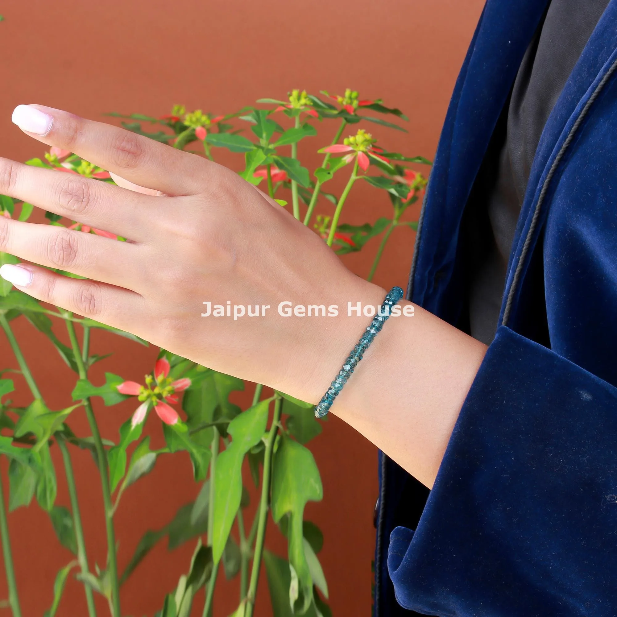 Hot Selling London Blue Topaz Bracelet/Anklet London Blue Coated On White Topaz Crystal Bracelet Healing Chakra Silver Jewelry