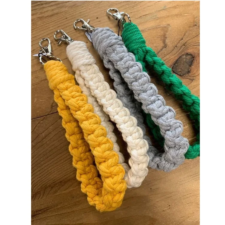 Boho Colorful Macrame Handmade Wristlet Key chain Strap Macrame Keyring Holder For Women Boho Key Accessories