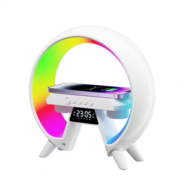 Fast Charging Dock Station Bluetooth Speaker Alarm Clock Desk Lamp RGB Colorful Light Charger for Smartphone
