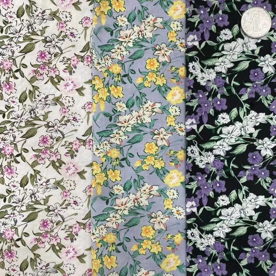 Stock Lot Floral Printed 100% Cotton Poplin Dress Textile Soft Woven Liberty Tana Lawn Cotton Fabric For Dress