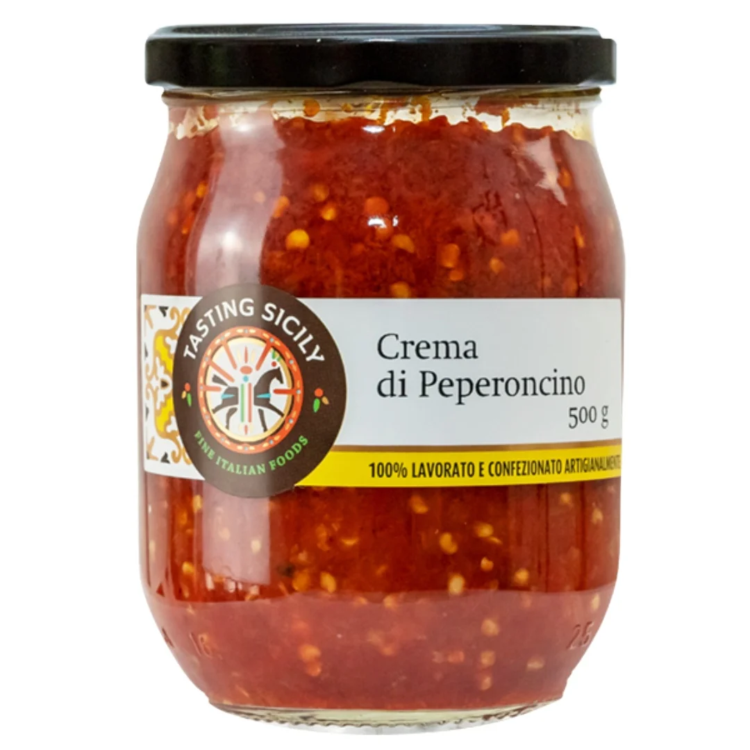 Made in Italy high quality food products condiment ready to eat 500 gr Chili spread  in glass jar