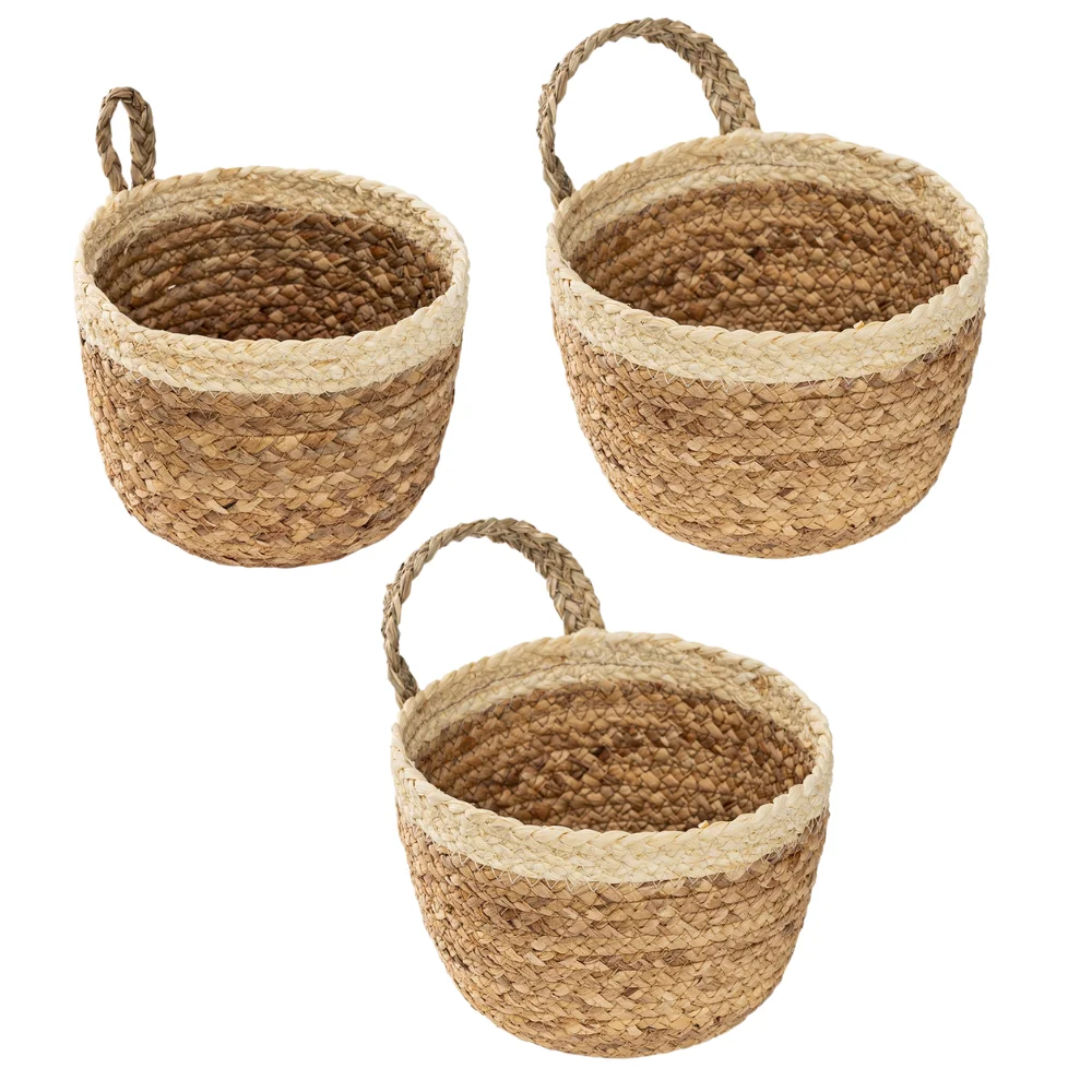 Storage basket straw storage bin with handle wholesale seagrass hand woven fruit plant storage wicker basket made in viet Nam