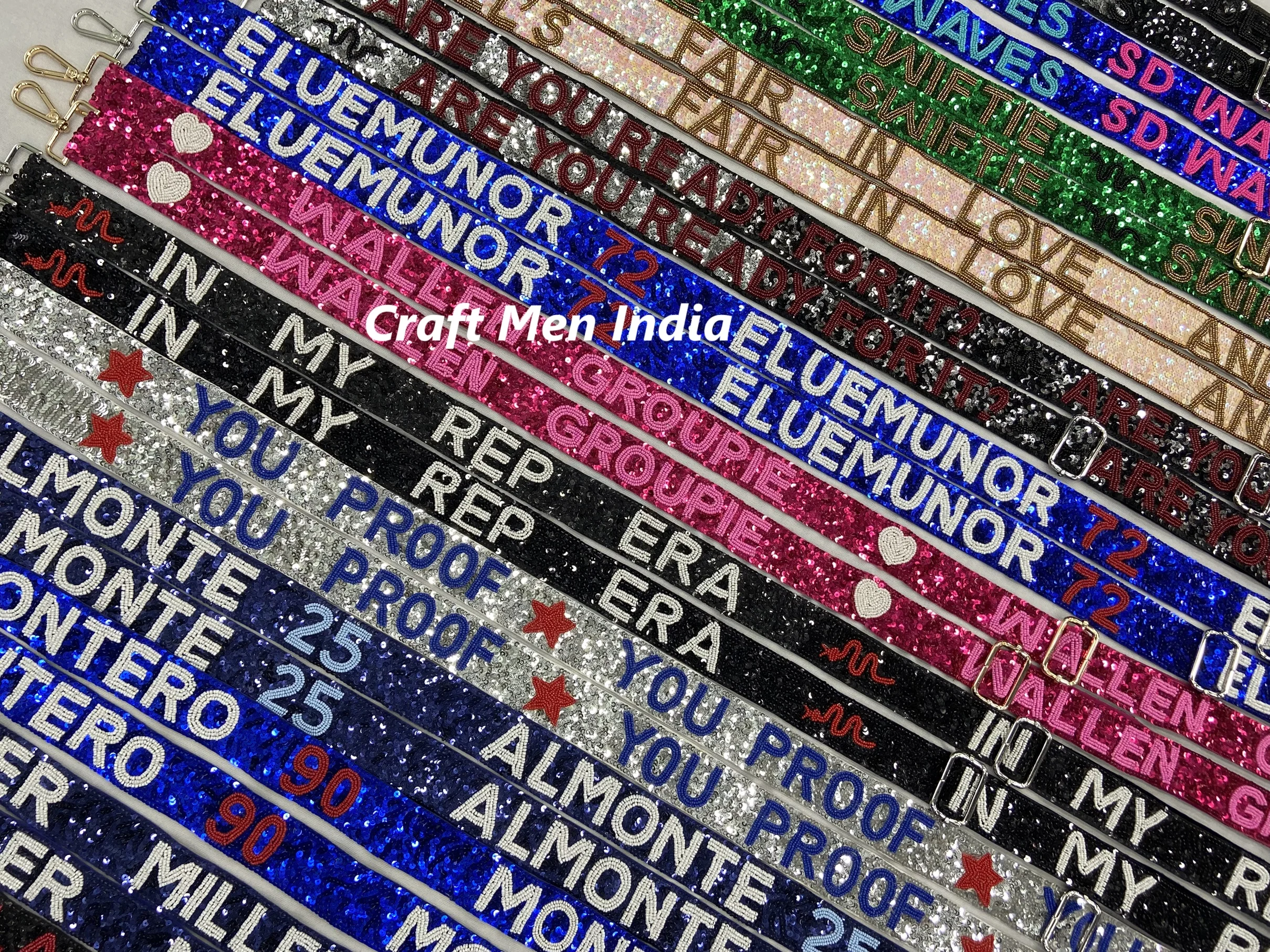 New Arrival Handmade Designer Ladies Beaded Mobile Phone strap Seed Bead Guitar Strap Game Day Strap Clear bag Strap Wholesale
