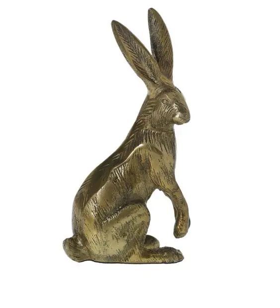 Hot Sell 2024 Aluminum Rabbit Easter Decor Bunny Figurine Statue Sculpture Handmade Miniature Hare Showpiece Tabletop