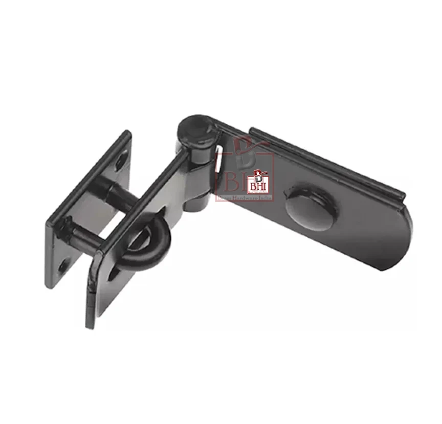 Heavy Duty Security Swivel Locking Bar Hasp and Staple - Black