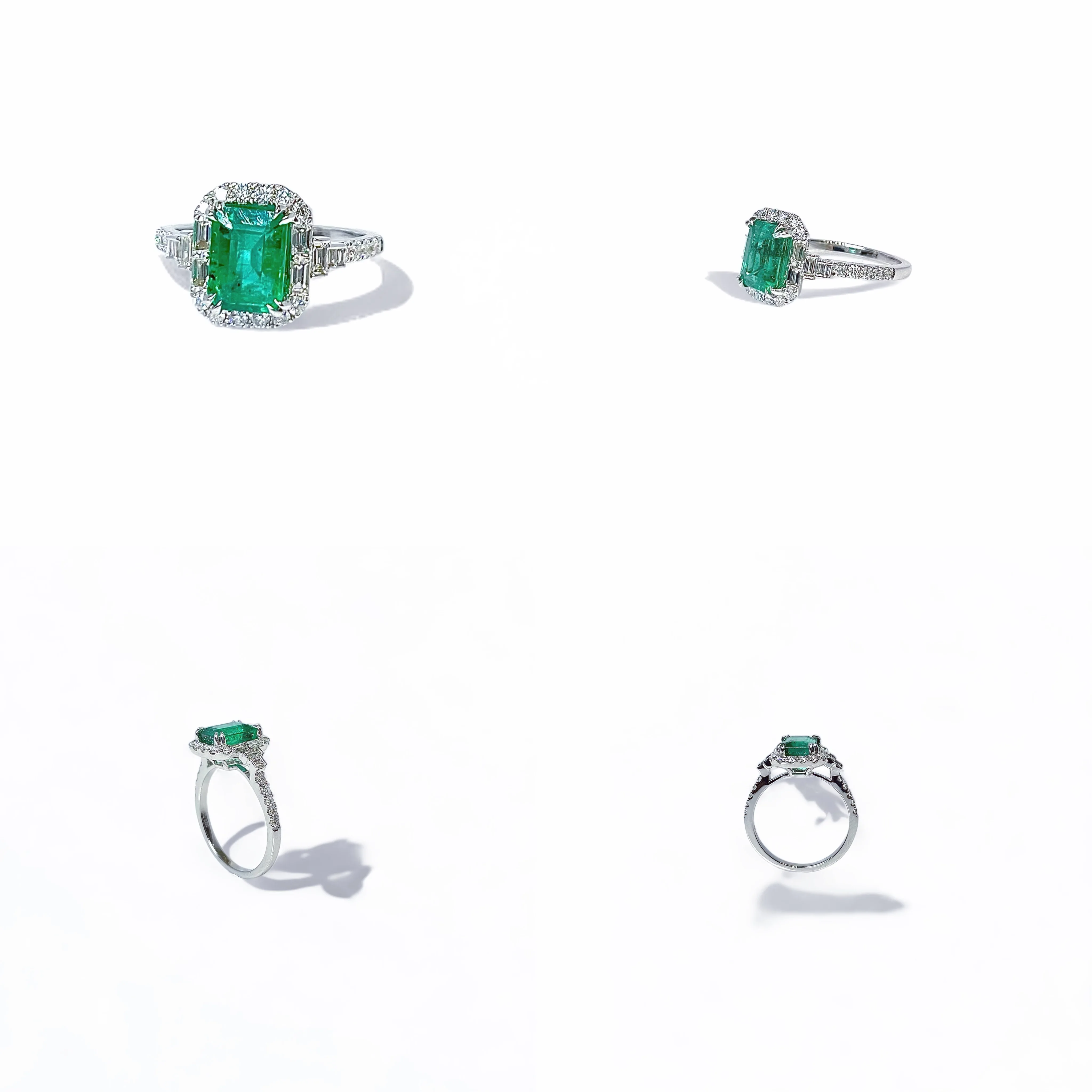 OEM женские ювелирные изделия 925 стерлингового серебра 10K 14K 18k золото 750 Белое Изумрудное кольцо с бриллиантами