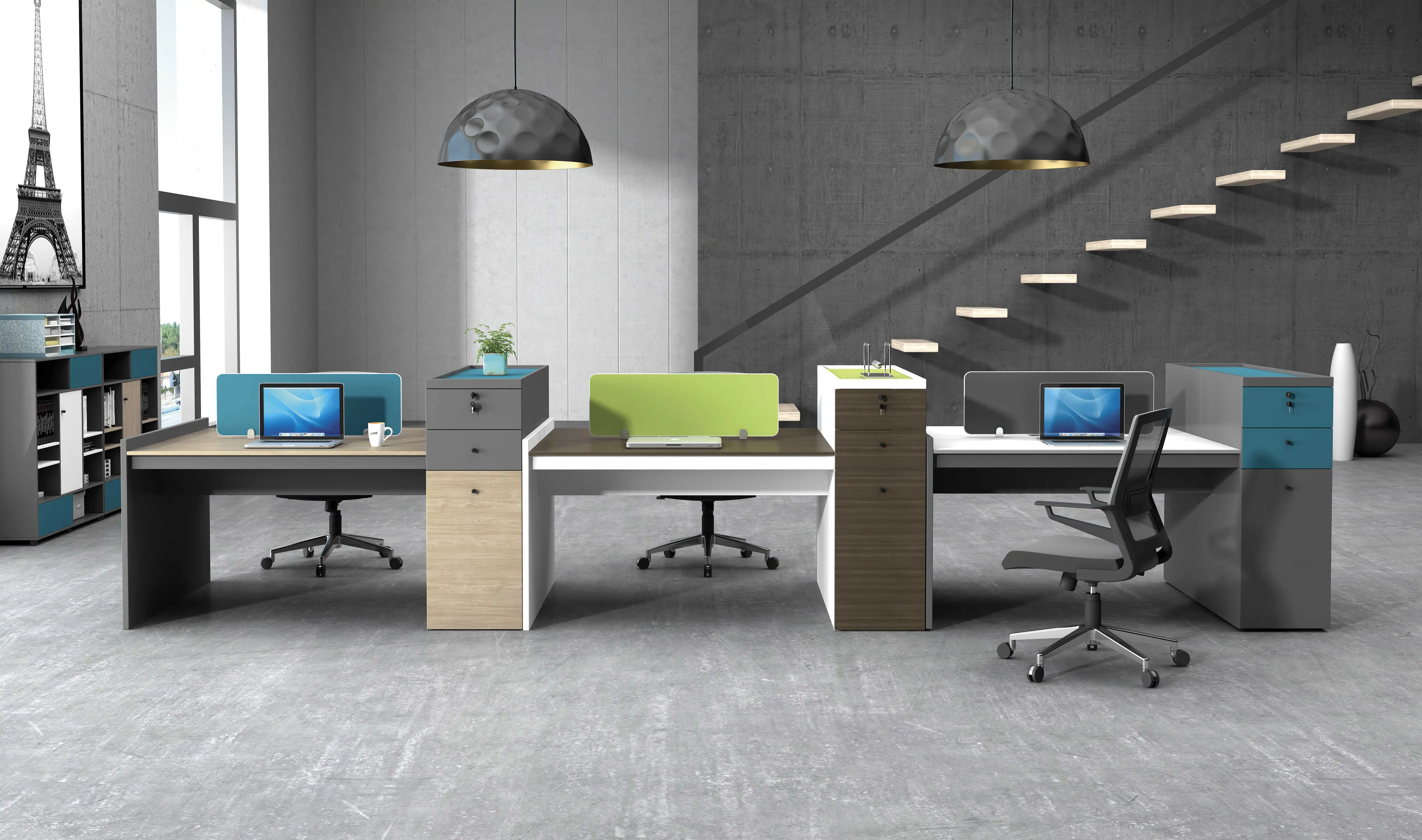 Executive desk ergonomic 4 seats workstation,office furniture 4 people office table modern pc desking workstation