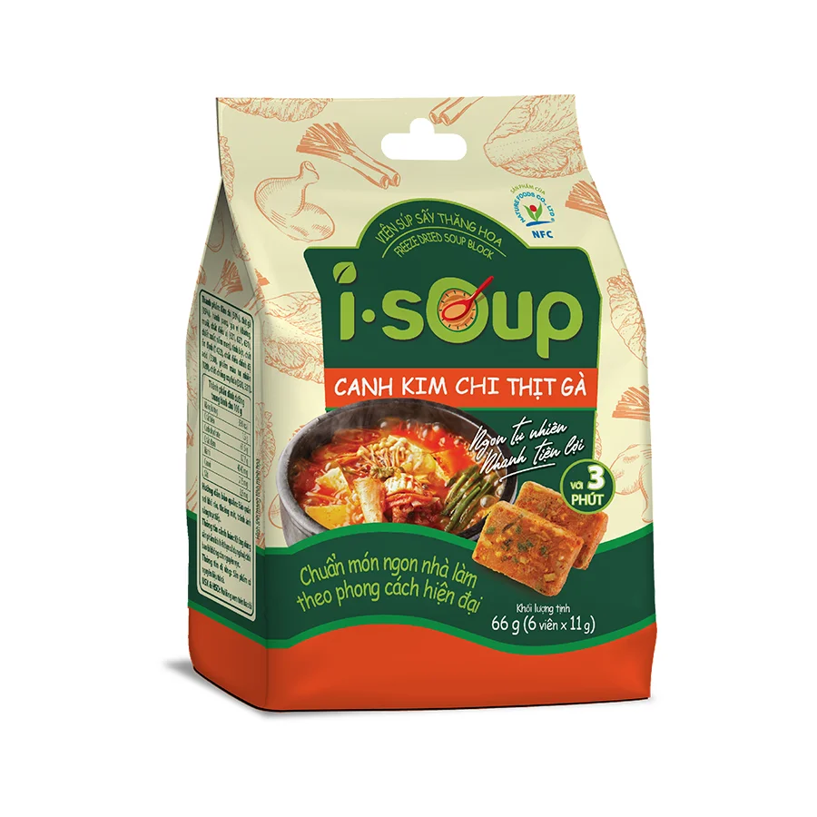 Chicken Kimchi Soup FD  ISOUP Instant Soup Naturally Tasty Fast Convenient Nutritious Freeze Dried Soup Block