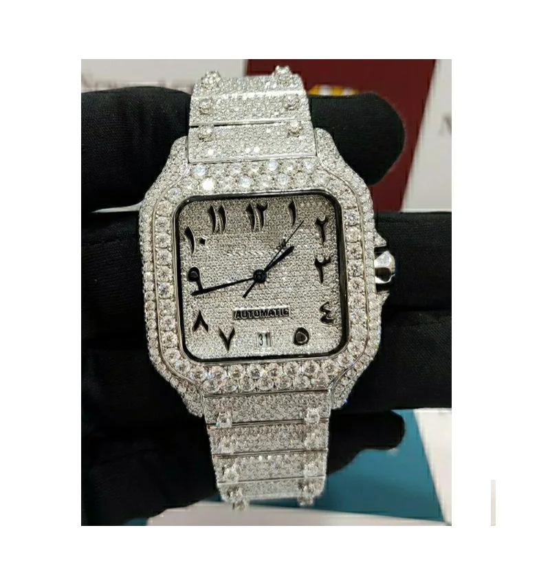 Automatic Movement Mechanical High Quality Handmade VVS Moissanite Diamond IcedOut Watch Luxury Stainless Steel Watch For Unisex