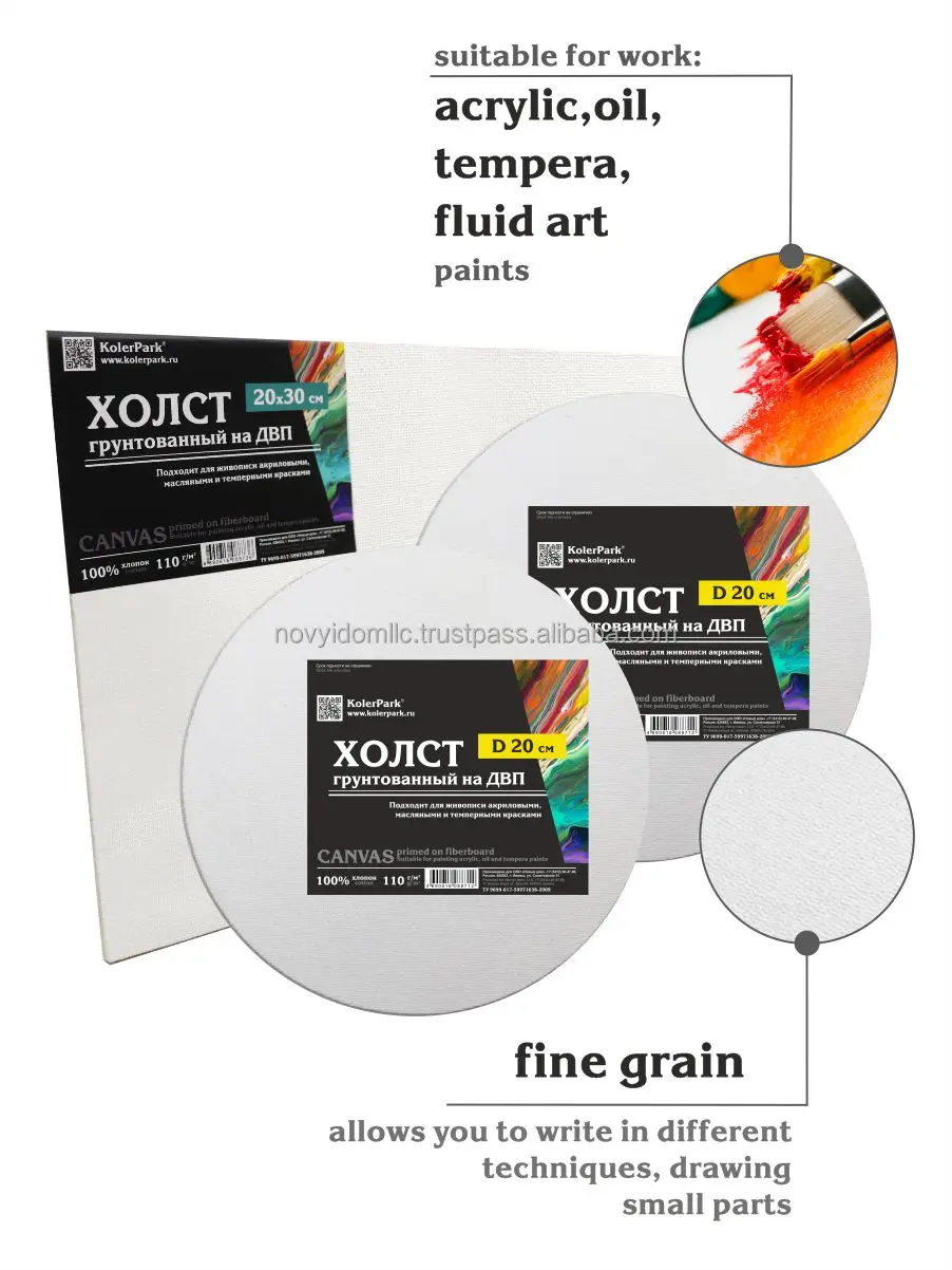 Canvas Set KolerPark No.2, on a stretcher made of wood and fiberboard primed for working with oil acrylic and tempera paints