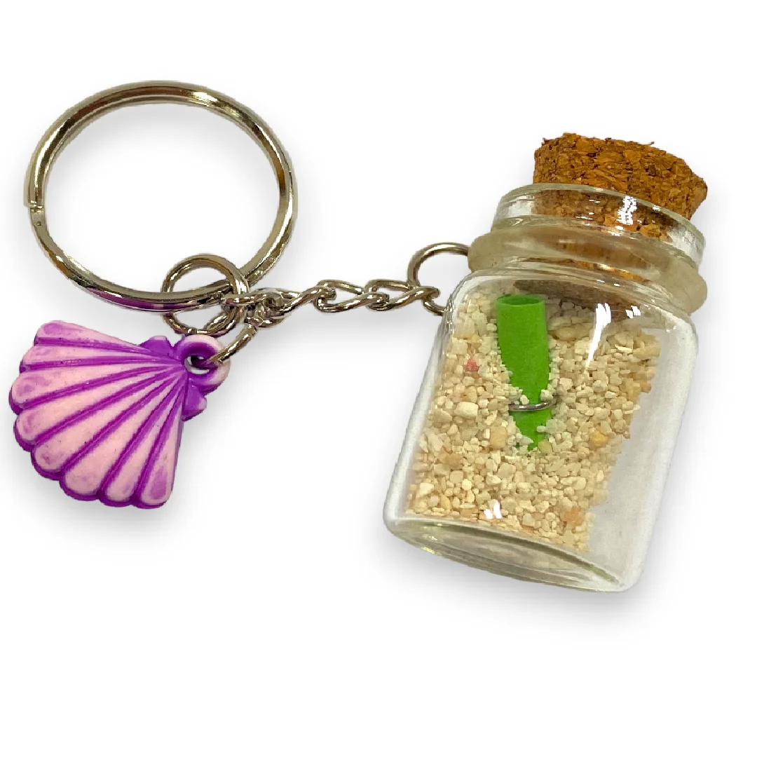 Souvenir Giveaways Bottle Sand Keychain with Neon Colored Sand Bag Pack School Bag Keychain