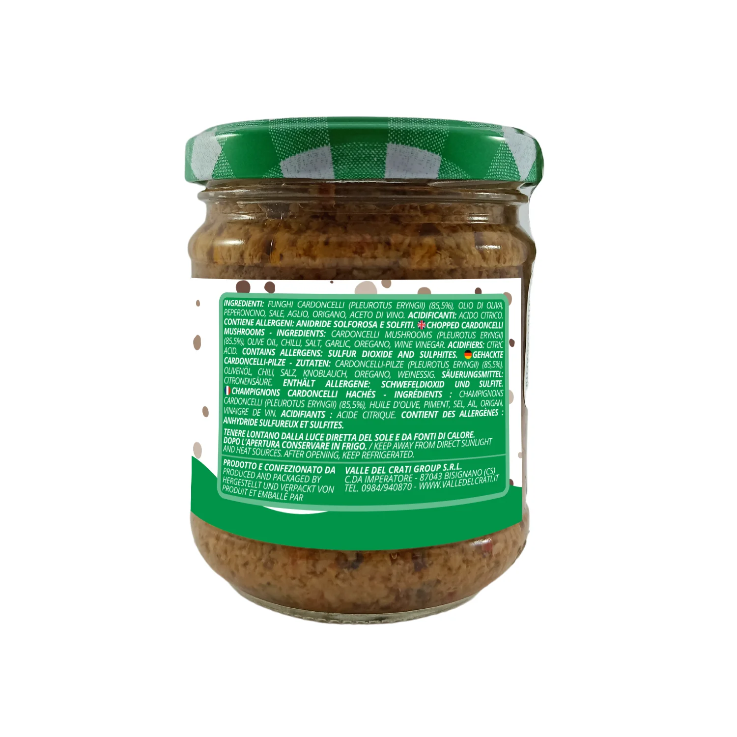 With Chili Pepper Chopped Cardoncelli Mushrooms | Italian Minced Mushroom Cream Spices in Olive Oil | 180 Gr Mason Jar Packaging