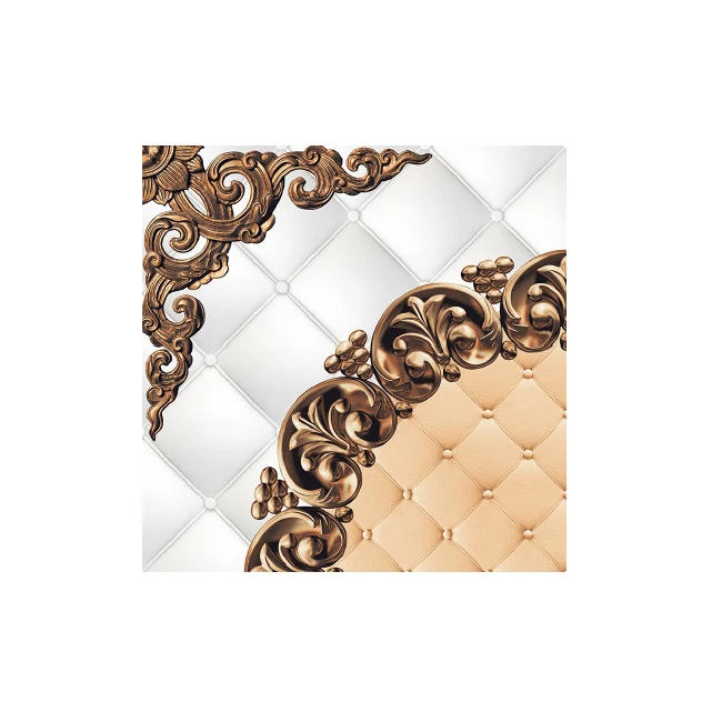 Plated Tile Carpet Puzzle Deco Wall Floor Tiles Glossy Polished Porcelain Luxury Golden Black Tile Traditional Pattern Gold Room