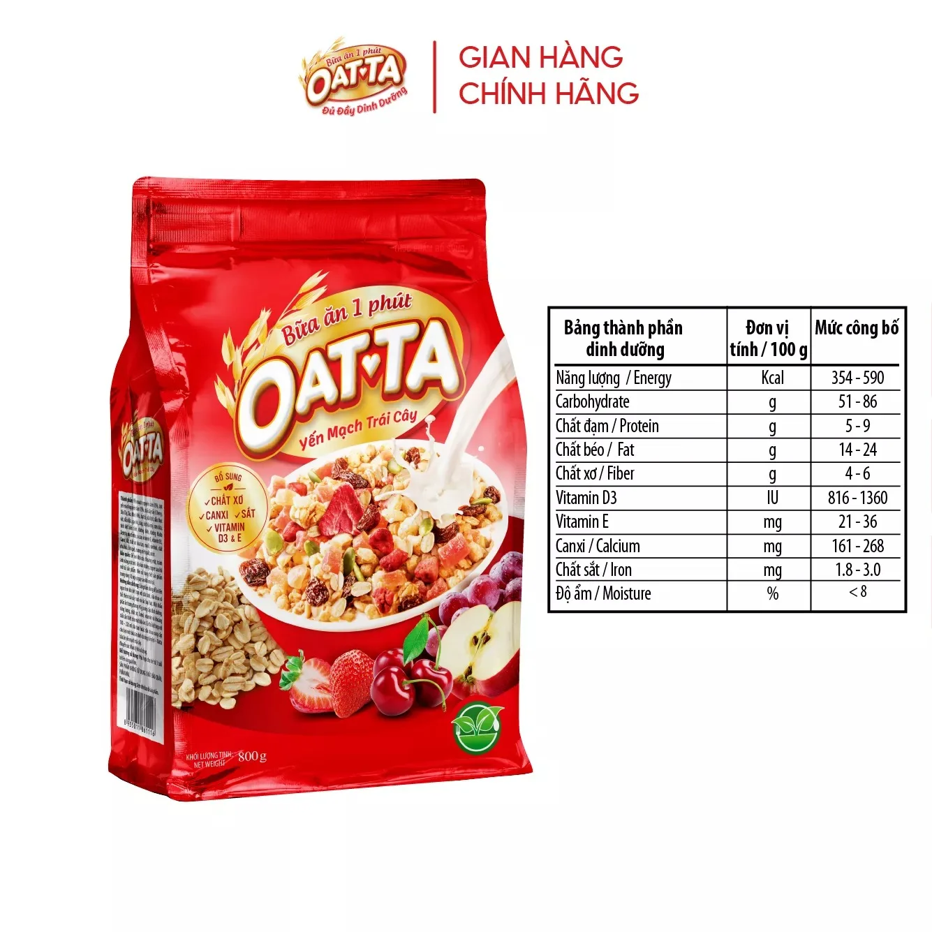 OAT-TA Mixed Dried Fruits and Nuts Granola Healthy Fresh Nutritious Style from Vietnam Factory