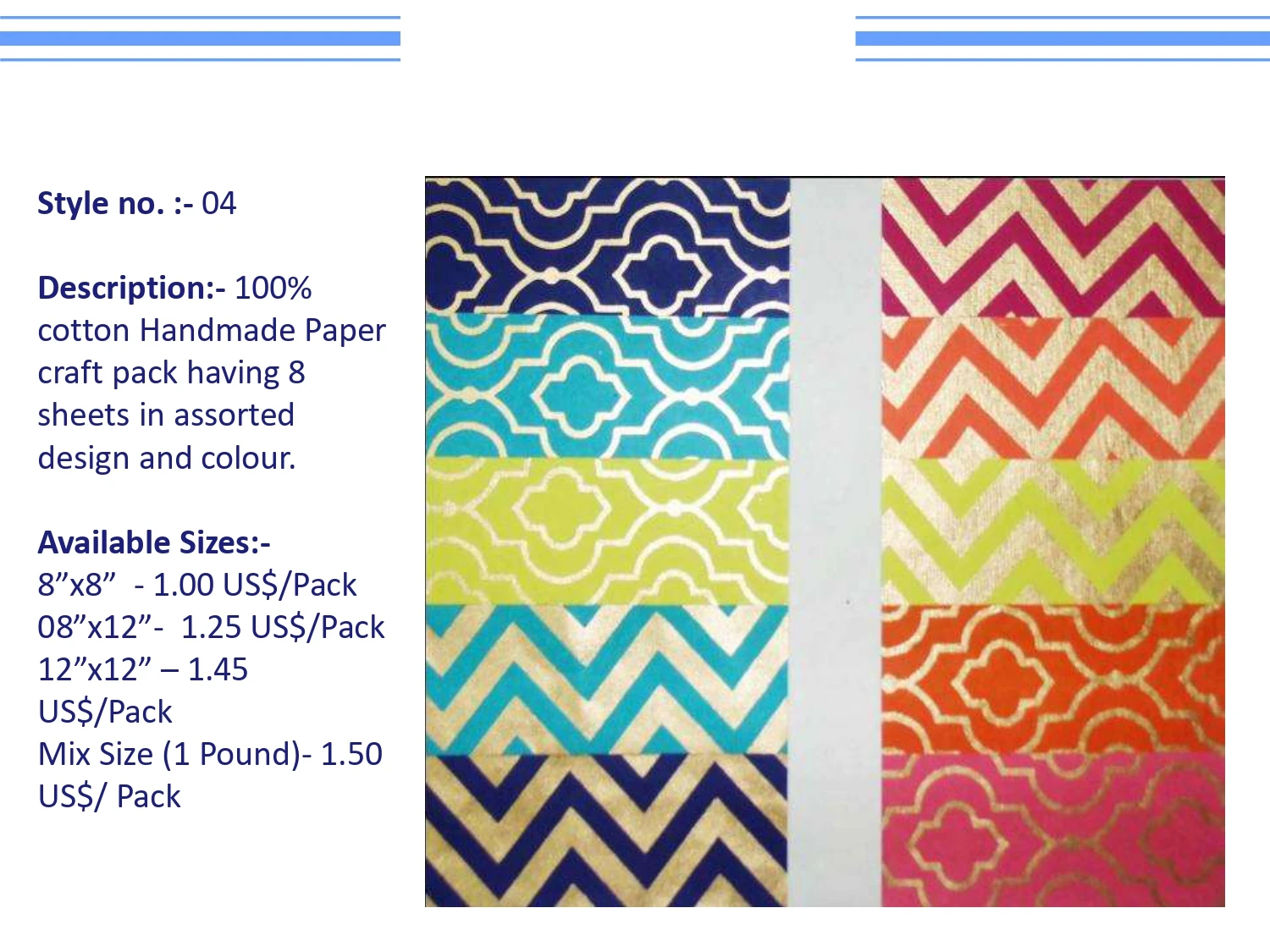 Luxury High Quality Custom 100% cotton recycled handmade craft paper pack of 8 sheet Logo Gift Bag With Cotton Ribbon Handles