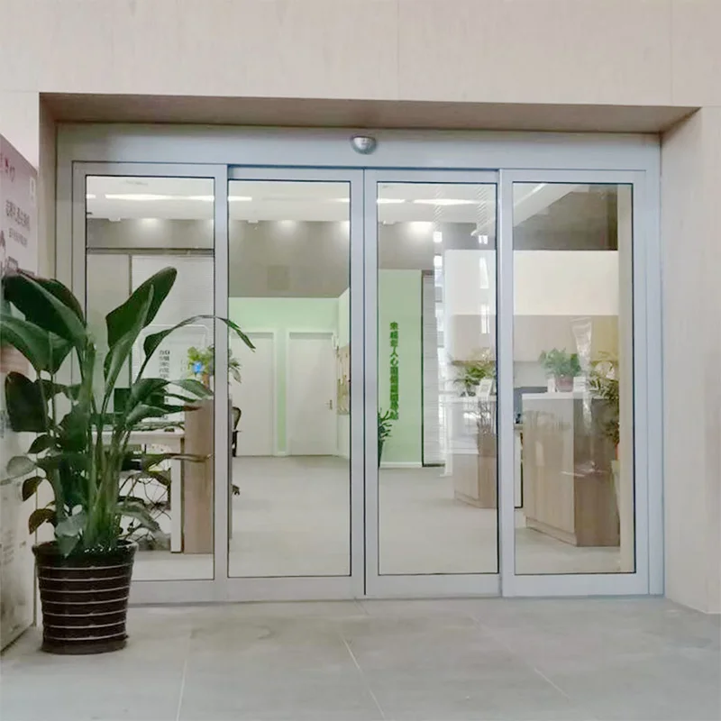 Cheap aluminium slide door soundproof storefront automatic sliding glass door system