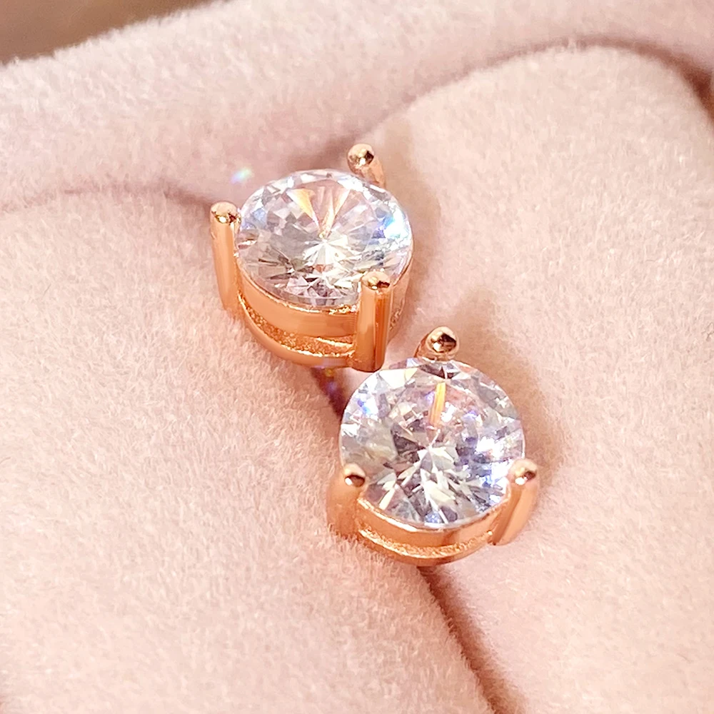Foxi rose gold plated wholesale jewelry earring 6mm cubic zirconia round stud earrings
