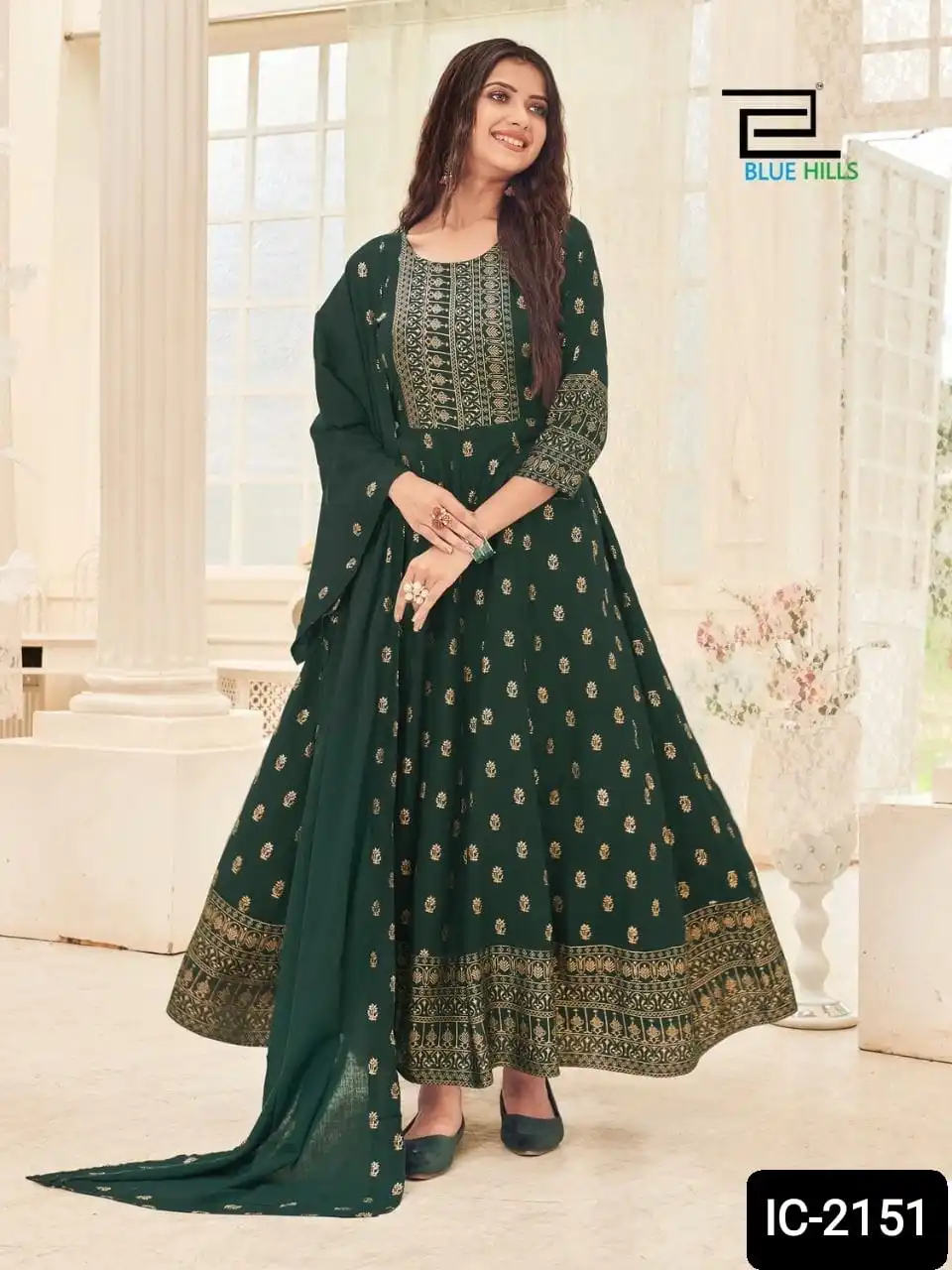 Indian and Pakistani Style Pure Rayon Kurtis with Dupatta for Women for Party Wear and Casual Wear Foil Printed Kurtis Dress