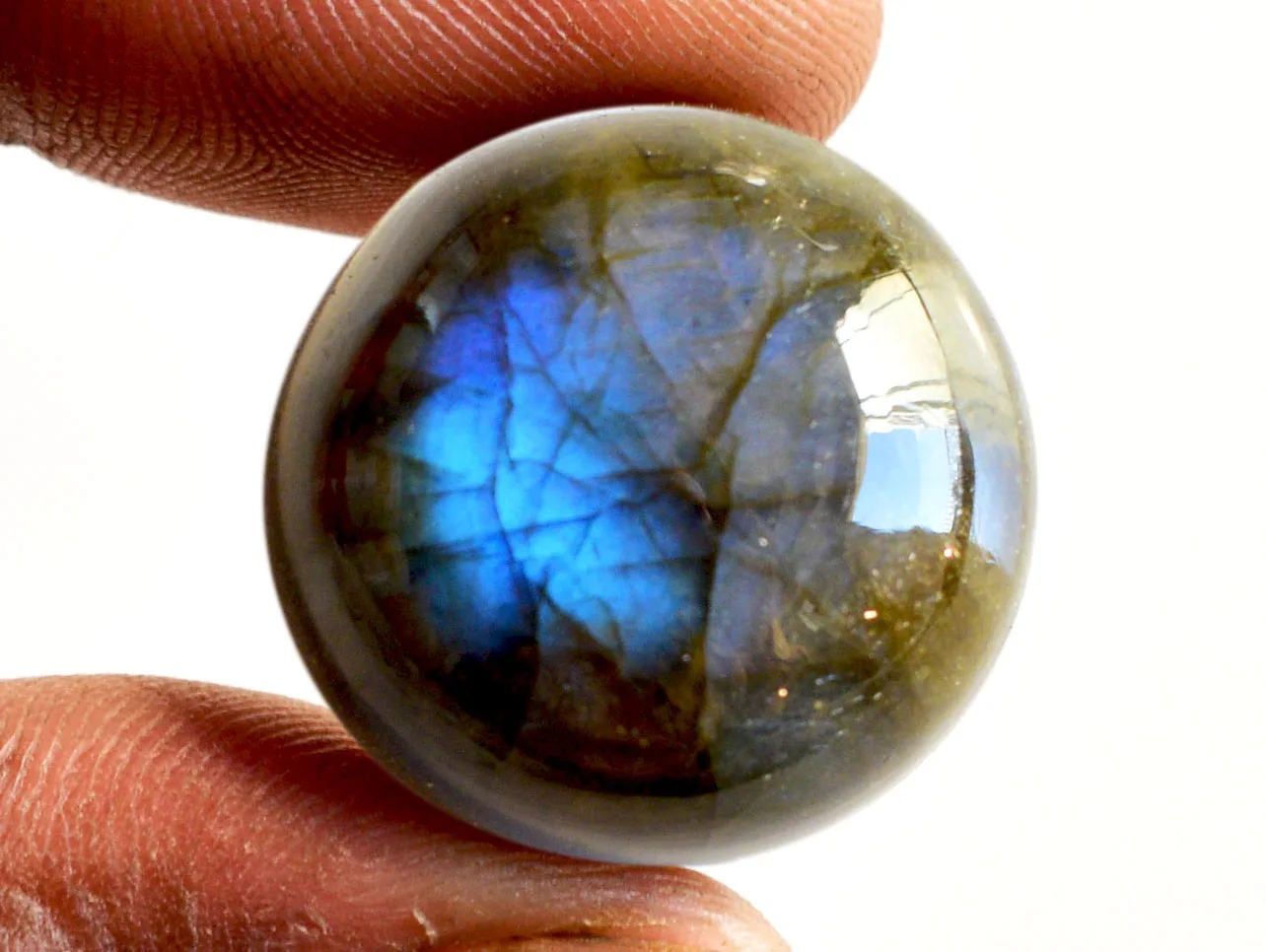 Labradorite Cabochon Round Shape Gemstone Jewellery Making Size 23x23x10 MM Pendant Making Gemstone Blue Flashy Fire Flat Back