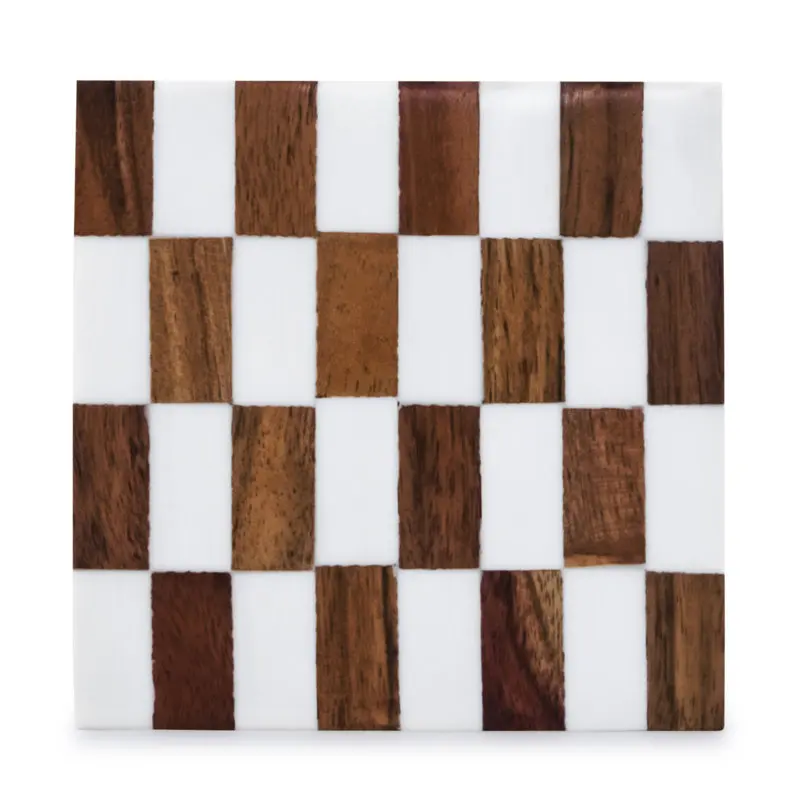 handcrafted eco friendly natural pine bamboo walnut acacia round square wooden wood coaster set for drinks with holder