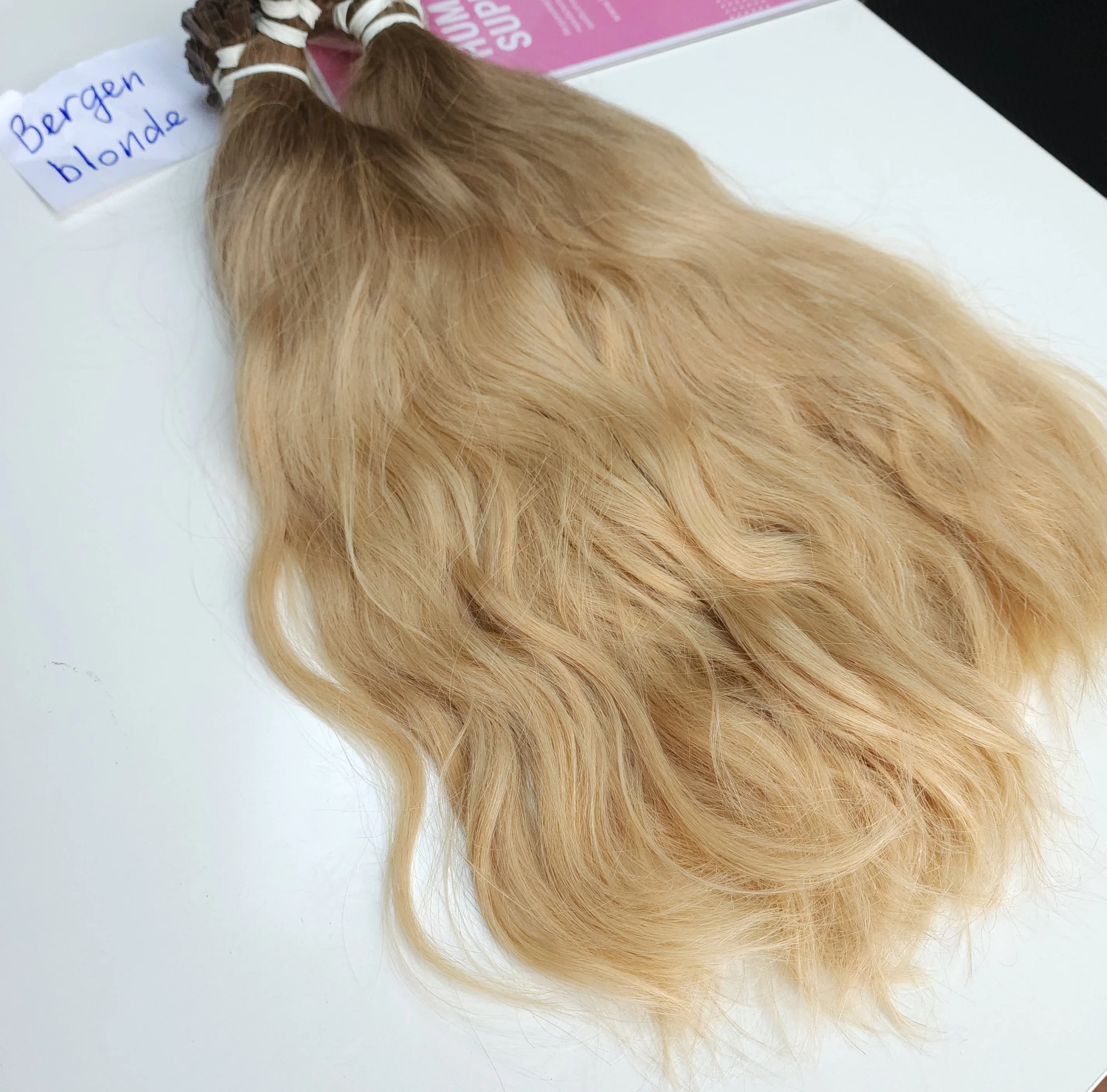 Soft Tips Hair Bergen Blonde Natural Wave | Human Hair Extensions Keratin Tips | Raw Hair Genius Weft Wholesale Price LINU Hair