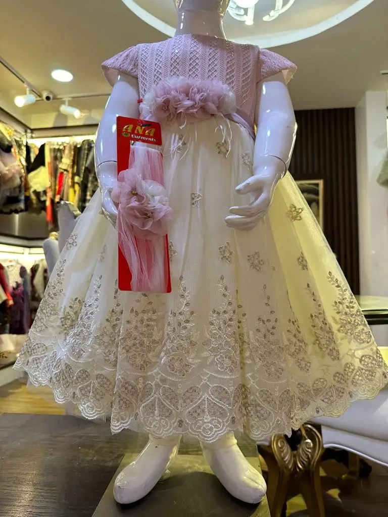 2024 New collection of girls embroidery fancy dress suit with hairband